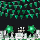 Green Party Decorations Triangle Pennant Banner Flag Dark Green Metallic Fabric Bunting Garland for Graduation Wedding Bridal Shower Birthday Baby Shower Holiday Retirement Game Party Supplies by GreenHaven Gardens