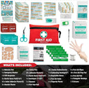 General Medi Mini First Aid Kit, 110 Piece Small First Aid Kit - Includes Emergency Foil Blanket, Scissors for Travel, Home, Office, Vehicle, Camping, Workplace & Outdoor (Red) by TinyTreasures Baby Boutique
