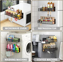 Magnetic Spice Rack for Refrigerator, 2 Pack Magnetic Shelf, Fridge Magnet Organizer with Moveable 4 Hooks, Magnetic Fridge Shelf for Kitchen Organization and Storage (2 Pack) by CozyNest Decor