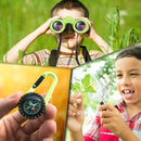 Promora Binoculars for Kids, Set with Magnifying Glass & Compass Purple - Perfect Toy for Little Boys and Girls, Kids Binoculars for 3-12 Years Boys and Girls Present for Toddler by TinyTreasures Baby Boutique