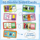 Flash Cards for Toddlers 1-3, Alphabet ABC Flash Cards,Letter Number Animal Shape Color, First Words Flashcards,Educational Toy for Baby Kid Preschool Toddler Learning Activities,60 Double-Sided Cards by TinyTreasures Baby Boutique