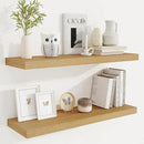 Fun Memories Floating Shelves for Wall, 32 Inch Rustic Wood Wall Mounted Shelves for Bathroom, Bedroom, Kitchen, Living Room, Deep Floating Shelves for Storage & Home Decor (Oak, Set of 2) by CozyNest Decor