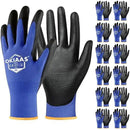 OKIAAS Men's Large Blue 12 Pairs Ultra Thin and Lightweight Working Gloves with Grip, Polyurethane Coating, Safety Gloves for Light Duty Work by GreenHaven Gardens