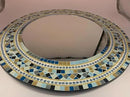Mosaic Mirror, Wall Art Décor – Handcrafted Decorative Wall Mirror, Light and Navy Blue, Brown, Gray, and Black Round Mosaic by CozyNest Decor