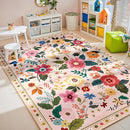 Floral 5x7 Area Rug Machine Washable Soft Print Boho Carpet Non Slip Doormat Low Pile Flower Area Rugs for Living Room Bedroom Nursery Kitchen Dining Room Indoor-Pink by TinyTreasures Baby Boutique