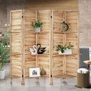 Room Divider with Shelves, Privacy Screen, Room Dividers and Folding Privacy Screens, 5 Panel Wood Temporary Wall Partition Separation Separator, Natural by CozyNest Decor