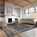 9x12 Area Rug Living Room Rugs, Stain Resistant Washable Rug, Vintage Large Non-Slip Backing, Low Pile Lightweight Print Rug for Bedroom Dinning Room Home Office (Tan/Gray) by TinyTreasures Baby Boutique