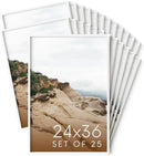 HAUS AND HUES 24x36 White Metal Picture Frames - Features Premium Aluminum, Vertical & Horizontal Hang, Shatterproof Plexiglass - Perfect for Home, Room, Office (24x36 in, White, Set of 25) by CozyNest Decor
