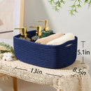 Small Storage Baskets for Organizing | Closet Organizer Bins | Shelf Toy Basket | Woven Rope Baskets | Cube Decorative Box | Shallow Basket | 13x8.5x5.1” | 4 Packs Navy Blue by GreenHaven Gardens