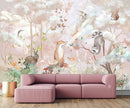 Kids Safari Wallpaper for Nursery, Woodland Fox Squirrel Rabbit Animals Wall Mural Pink Forest Wallpaper for Bedroom Living Room Children's Room(Not Self-Adhesive) by TinyTreasures Baby Boutique