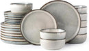 GBHOME Ceramic Dinnerware Sets for 8, 24 Pieces Stoneware Plates and Bowls Sets, Scratch Resistant Dishes, Dishwasher & Microwave Safe, Reactive Glaze-Green Wheat by CozyNest Decor