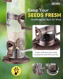 iBorn Metal Bird Feeder Hanging Wild Bird Seed Feeder for Mix Seed Blends Heavy Duty All Metal Coffee Finish,14 Inch 6 Port,Pack of 2 by CozyNest Decor