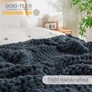 Chunky Knit Blanket Throw, 100% Hand Knit Throw Blanket Handmade Chenille Cable Knit Throw for Couch, Stylish Cozy Soft Rope Knot Crochet Blanket for Home Decor, Blue Mirage, 60x80 Inches by CozyNest Decor