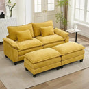 URRED Modular Sectional Sofa Comfy Cloud Couch, Modern Chenille Sofa Sleeper Deep Seat Couches with Ottoman/Pillows for Living Room (Yellow, 82.6''- 2 Ottomans) by CozyNest Decor