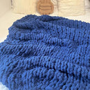 Chunky Knit Blanket Throw 40"x60", Chenille Throw Blankets, Handmade Warm & Cozy Blanket Couch Bed Home Decor, Soft Breathable Fleece Banket, Christmas for Couch Bed Sofa Best Gift (Navy Blue)