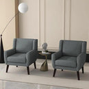 UIXE Accent Chairs Set of 2, Fabric Upholstered Armchair for Living Room, Comfy Arm Chair Single Sofa Bedroom Side Reading Seat - Flax Gray by CozyNest Decor