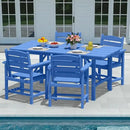 Patio Dining Set for 4 with Umbrella Hole - 66" Outdoor Table & 4 Chairs, All-Weather HDPE Outdoor Furniture for Lawn, Garden, Backyard, Poolside, Navy by GreenHaven Gardens