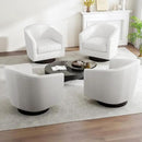 Swivel Barrel Accent Chair, Modern Round Corduroy Fabric Arm Chair for Living Room, Bedroom, Comfy Club Reading Chairs for Adults (Corduroy Beige, Set of 2) by CozyNest Decor