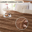 L'AGRATY Chunky Knit Blanket Throw: 80''x90'' Chenille Chunky Knitted Throw Blanket for Bed Couch - Handmade Thick Big Cable Knit Blanket - Large Chunky Crochet Rope Blanket for Home Decor(Brown) by CozyNest Decor