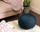 REDEARTH Round Pouf Bean Bag Ottoman - Foot Stool Hand Knitted - Home Decor Pouffe Stuffed - Cable Boho Poof Beanbag Footrest for Living Room - Nursery - Bedroom - Patio (19.5"x19.5"x14") - Teal by CozyNest Decor