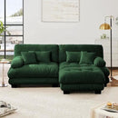 Modular Sectional Sofa, Comfy Cloud Couch Oversized Loveseat with Ottoman, Sectional Couches for Living Room, Modern Chenille L Shaped Couch, Sleeper Deep Seat Sofa with Throw Pillows, Green by CozyNest Decor