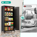 Metal Storage Cabinet with Doors and Shelves,Black Storage Cabinet with Leg,Metal Pantry Cabinets,Ventilated Pantry Closet,Tall Large Cupboard for Home,Kitchen,Dining/Living/Laundry Room by CozyNest Decor