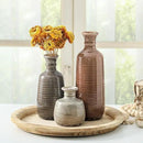 Ceramic Vases Set of 3, Neutral Rustic Farmhouse Vases Home Decor Decorative Flower Vase Modern Boho Pampass Vase for Table Mantel Entryway Shelf Living Room Kitchen Bathroom - Brown by CozyNest Decor