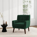 UIXE Accent Chair, Velvet Upholstered Armchair for Living Room, Modern Club Arm Chairs Comfy Single Sofa Button Tufted Bedroom Reading Seat - Retro Green, Set of 4 by CozyNest Decor