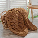 Bigacogo Chunky Knit Throw Blanket for Couch, 40x60 inches, 100% Hand Knitted with Thick Jumbo Chenille Yarn, Cozy Soft Large Rope Knot Cable Crochet Blankets for Sofa Bed Living Room, Caramel by CozyNest Decor