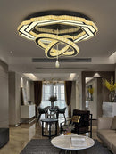 Flashing God Large Crystal Chandelier Dia 48" Black Chandelier Flush Mount Ceiling Light for Bedroom Living Room Dining Room Hallway Dimmable 3 Rings LED Celing Lighting Fixtures by CozyNest Decor