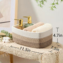 Small Storage Baskets for Organizing | Closet Organizer Bins | Shelf Toy Basket | Woven Rope Baskets | Cube Decorative Box | Shallow Basket |11.5x7.5x4.7”| 4 Packs Gradient Brown by GreenHaven Gardens