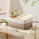 Small Storage Baskets for Organizing | Closet Organizer Bins | Shelf Toy Basket | Woven Rope Baskets | Cube Decorative Box | Shallow Basket |11.5x7.5x4.7”| 4 Packs Gradient Brown by CozyNest Decor