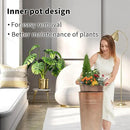 KOL 25'' Tall Galvanized Steel Planter Pot with Water Level Indicator - 2-Pack Self Watering Planters Flower Pot for Plants - Round Powder Metal Planter Box - Indoor Outdoor Grande Plant - Bronze by CozyNest Decor