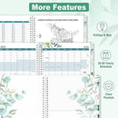SUNEE Academic Planner 2025-2026 Weekly and Monthly, July 2025-June 2026, 8.5"x11", Tabs, Note Pages, Pockets, Bookmark, Flexible Cover, Spiral Binding, Leaves by TinyTreasures Baby Boutique
