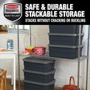 Rubbermaid Roughneck Tote 10 Gal, 6 Pack, Made in USA, Black & Gray, Rugged Plastic Stackable Storage Bins with Lids and Handles by CozyNest Decor