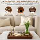 Acacia Wood Serving Tray with Metal Handles – 17x12in Rustic Decorative Ottoman & Coffee Table Tray for Breakfast in Bed, Dinner, Bar, Kitchen, Home Décor & Entertaining by CozyNest Decor