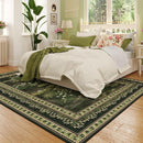 5x7 Area Rugs Impressionist-Style Vintage Washable Area Rug Non Slip Low Pile Large Rugs for Living Room Bedroom Farmhouse Dining Room Kids Playroom, Green by TinyTreasures Baby Boutique