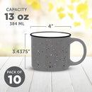 DISCOUNT PROMOS Ceramic Campfire Coffee Mugs 13 oz. Set of 10, Bulk Pack - Perfect for Tea, Espresso, Cappuccino, Hot Cocoa - Grey by TinyTreasures Baby Boutique