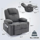 Oversized Swivel Rocker Recliner Chair with Heat and Massage, 360 Degree Swivel Rocking Single Sofa with Cup Holders and USB Port, Big Large Recliner Chair for Living Room (Fabric, Darkgrey) by CozyNest Decor