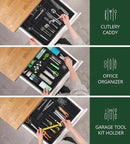 ROYAL CRAFT WOOD Luxury Bamboo Kitchen Drawer Organizer - Silverware Organizer - Utensil Holder and Cutlery Tray with Grooved Drawer Dividers for Flatware and Kitchen Utensils (9 Slot, Black) by CozyNest Decor