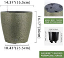 Dexceder 15x14 Self Watering Planter with Wheels Indoor Outdoor, Inner Pot Design, Thickened Large Floor Standing Flower Plant Pot with Water Level Indicator (Black Gold Crackle) by GreenHaven Gardens