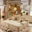 ovios 81" Oversized Sectional Double Lounge Chaise with Cloud Plush Sofa Bed, No Assembly Required, Fluffy Modern Sleeper Loveseat Chair for Indoor Living Room Bedroom Reading, Beige (Plush Fabric) by CozyNest Decor