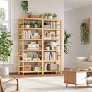 FOTOSOK 6-Tier Bamboo Shelf Set of 2, Bamboo Bookcase with Adjustable Shelves, Free Standing Storage Shelf Unit and Plant Flower Stand, Tall Large Bookshelf for Kitchen, Bathroom, Home Office, Natural by CozyNest Decor
