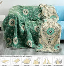 Boho Throw Blanket for Chair Couch Bed 90''x 98'', 100% Cotton Quilt Floral Mexican Blanket Muslin Gauze Blankets Super Soft Lightweight Versatile KnitWoven Bed Blanket for Home Decor by CozyNest Decor