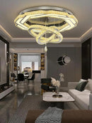 Flashing God Large Crystal Chandelier Dia 48" Silver Chandelier Flush Mount Ceiling Light for Bedroom Living Room Dining Room Hallway Dimmable 3 Rings LED Celing Lighting Fixtures by CozyNest Decor