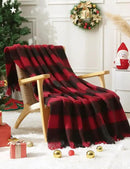 ZonLi Christmas Buffalo Plaid Throw Blanket, 50" x 60" Black and Red Decorative Blankets with Tassel for Couch, Bed, Sofa, Chair, Outdoor, Cozy Warm Lightweight Farmhouse by CozyNest Decor