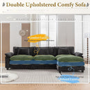 URRED Modular Sectional Sofa Comfy Cloud Couch, Modern Chenille Sofa Sleeper Deep Seat Couches with Ottoman/Pillows for Living Room (Black, 117''- L Shape) by CozyNest Decor