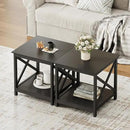 ChooChoo End Table, 24 Inch End Table with 2-Tier Storage Shelf, Side Table for Living Room, Wood Nightstand for Bedroom, Office, Painted Surface, Black by CozyNest Decor
