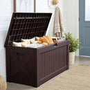 JUMMICO 120 Gallon Resin Deck Box, Large Outdoor Storage Box Waterproof & Lockable for Garden, Patio, Pools (Deep Brown) by CozyNest Decor