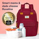 RUVALINO Diaper Bag Backpack, Multifunction Travel Pack Maternity Baby Changing Bags, Large Capacity, Waterproof, Purplish Red by TinyTreasures Baby Boutique